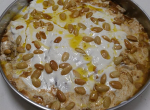 صورة لوصفة فتة المكدوس السورية