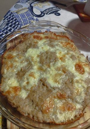 Una foto de Tarta o budín de cebolla con harina de garbanzos y harina integral