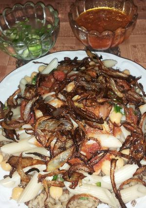 صورة لوصفة كشري بدون رز..احد تجاربي اللذيذه