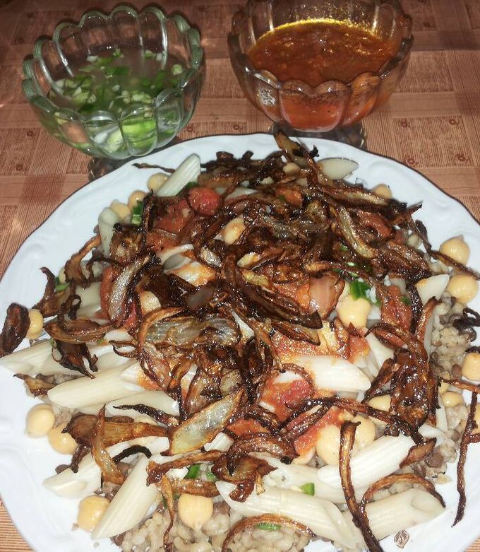صورة لوصفة كشري بدون رز..احد تجاربي اللذيذه