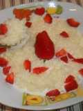 Arroz con leche y frutillas