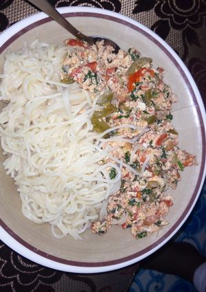 A picture of Spaghetti with mayai.