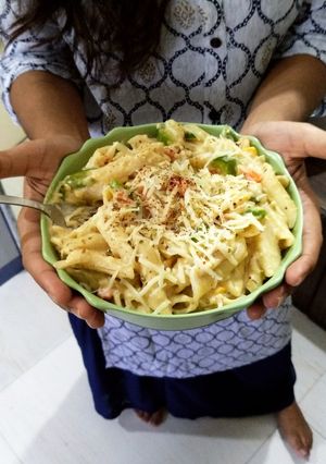 A picture of No maida White sauce Pasta.