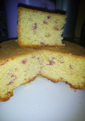 A picture of Real strawberry cake #AuthorMarathon.
