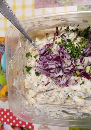 Tejfölös zöldséges tojásos saláta (torma mustár adható bele) recept fotója