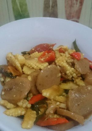 Foto resep Tumis jagung muda+bakso