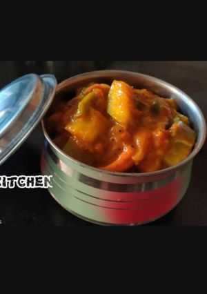 A picture of Mango Thithipu/Mango Sweet Pachadi.
