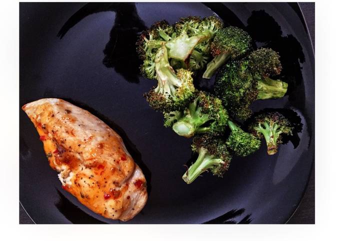 Simple Thai Chicken Breast With Roasted Broccoli Florets