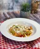 Кабачковая паста 🍝 с креветками, черри и сыром пармезан