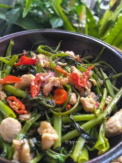 Foto resep Kangkung cah ayam