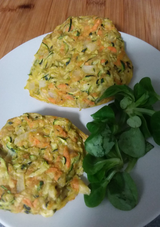 Una foto de 🥞Tortitas vegetales  horneadas🥒🥕🧅🧄