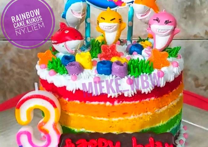 Resep Rainbow Cake Kukus Ny Liem Tart Ultah Tema Baby Shark Oleh Mieke Wibowo Cookpad