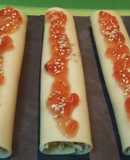 Canelones rellenos de pavo en su salsa con mermelada de tomate