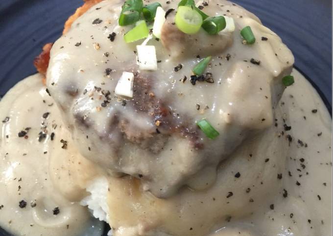 Resep Beef Patty Rice with Black Pepper Mushroom Sauce yang Bisa Manjain Lidah