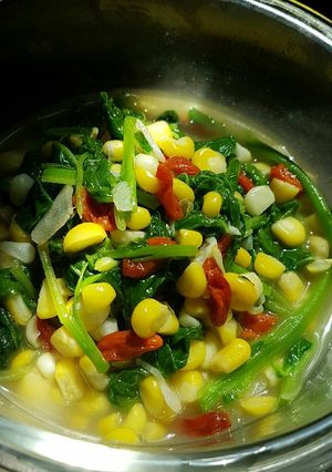Foto resep Cah bayam pakai jagung dan goji berry