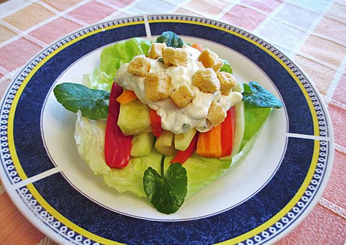 Crudites de verdura variada con crema de queso - fácil Receta de 