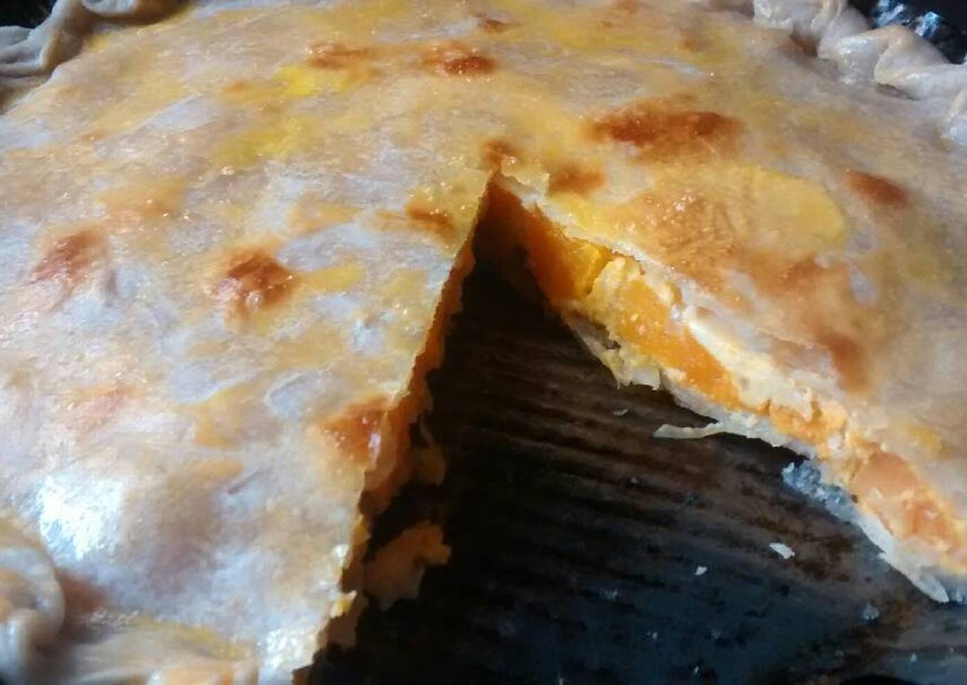 Tarta de calabaza, queso y cebolla