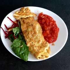My Plain Crisp Omelette and Salsa 😋 A picture of My Plain Crisp Omelette and Salsa 😋.