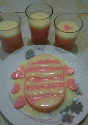 Foto resep Puding Strawberry Yoghurt Vla Vanila