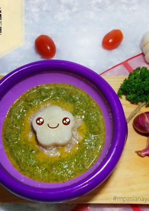 Foto resep Sup Tahu, Beef, Bayam, Tomat & Tim Nasi Putih (Mpasi 7+)
