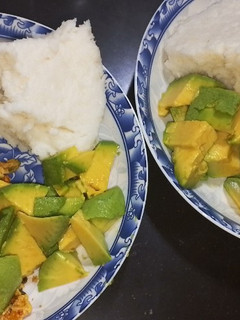 A picture of Ugali and eggs veggies.