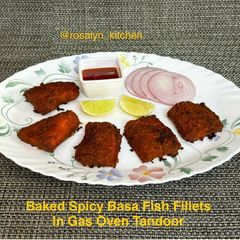 A picture of Baked Spicy Basa Fish Fillets in Gas Oven Tandoor.