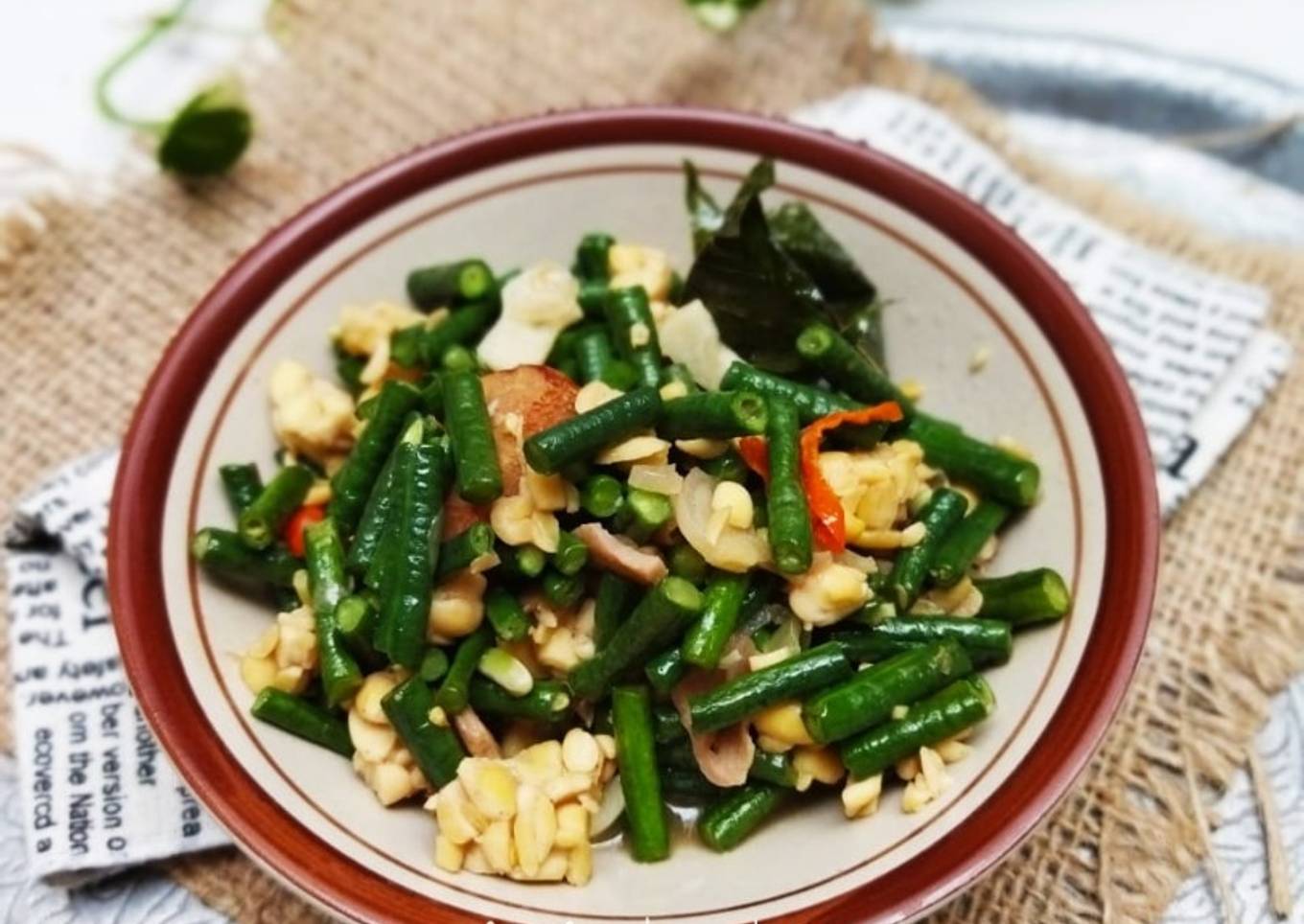 Tumis kacang Panjang Tempe Bakso