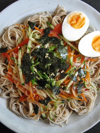 Easy Way Make Recipe Soba Salad with Sesame Flavoured Sauce that is Delicious, Really Delicious}