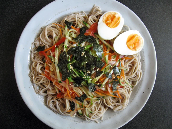 Easy Way Make Recipe Soba Salad with Sesame Flavoured Sauce that is Delicious, Really Delicious}