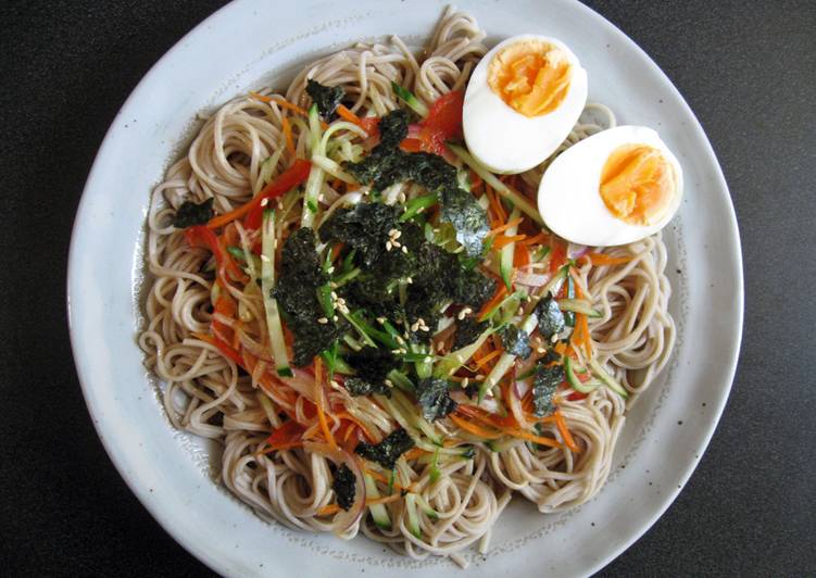 Simple Way to Prepare Perfect Soba Salad with Sesame Flavoured Sauce