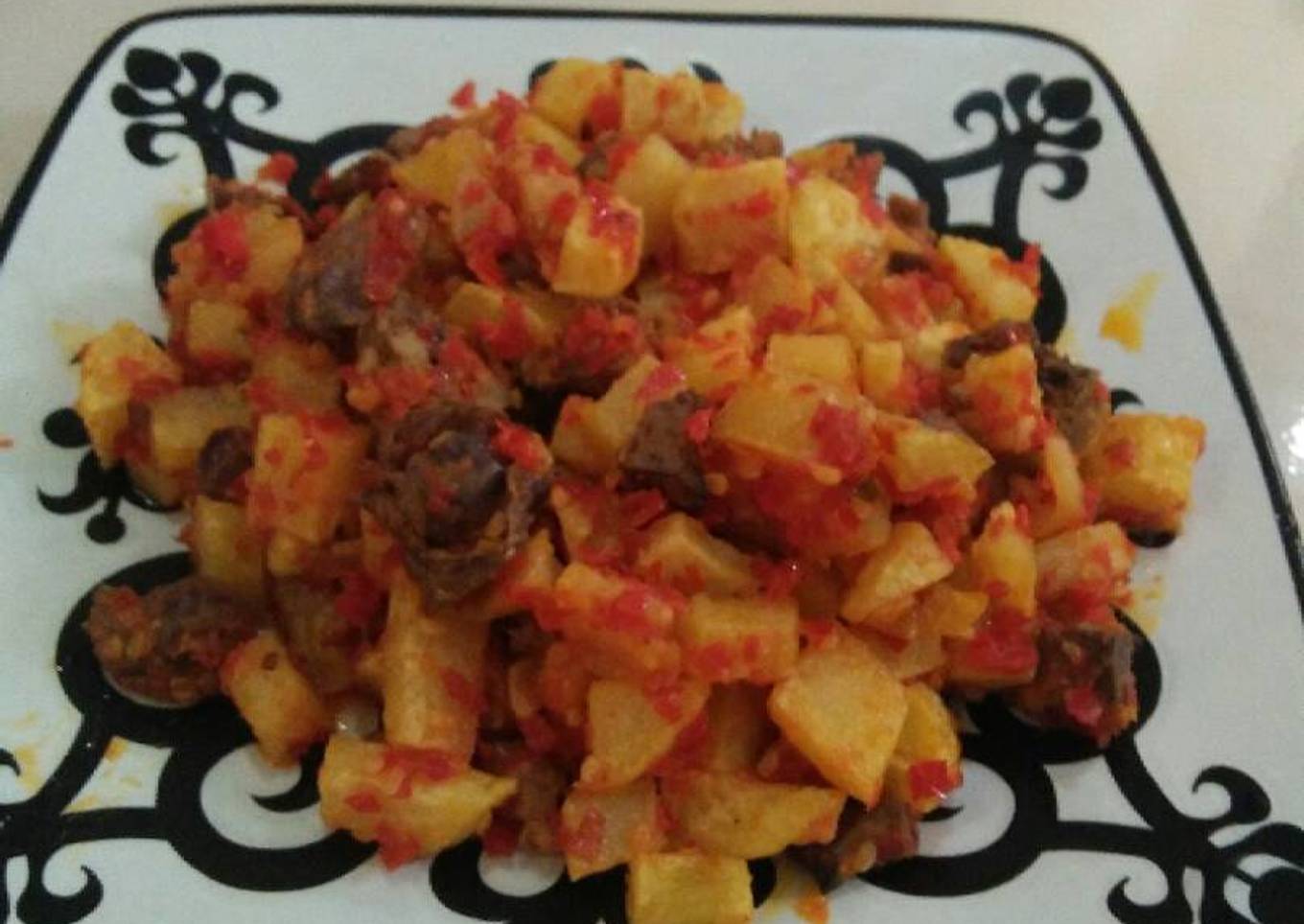 Balado Kentang dan Ati Ayam