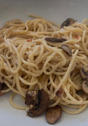 Hình của món Afredo pasta/ mỳ ý sốt kem [Ăn chay].