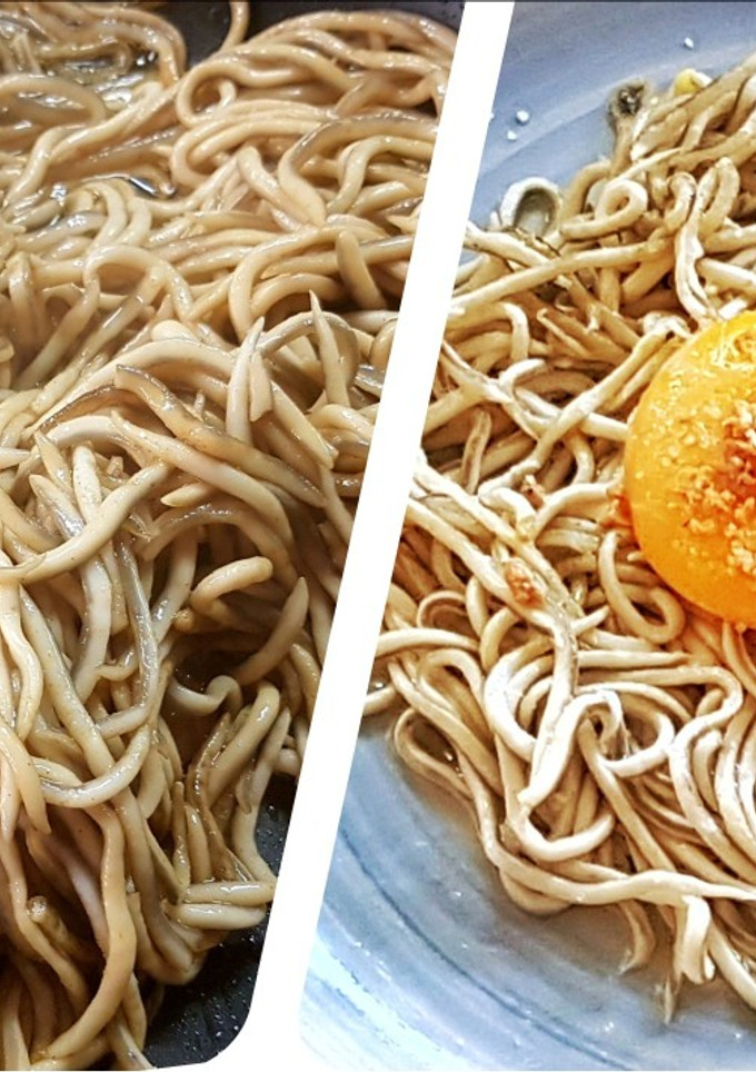 Una foto de Gulas flambeadas con huevos poché y foie grass de pato