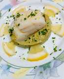Baccalà su crema di avocado e limone