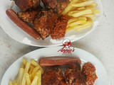 Bbq Turkey,sausage and Chips with pepper sauce