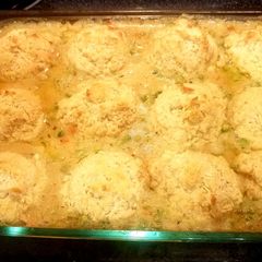 Roasted chicken and biscuit casserole A picture of Roasted chicken and biscuit casserole.