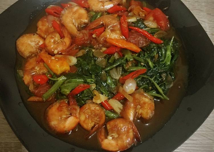 Bahan Cah kangkung udang | Cara Masak Cah kangkung udang Yang Menggugah Selera