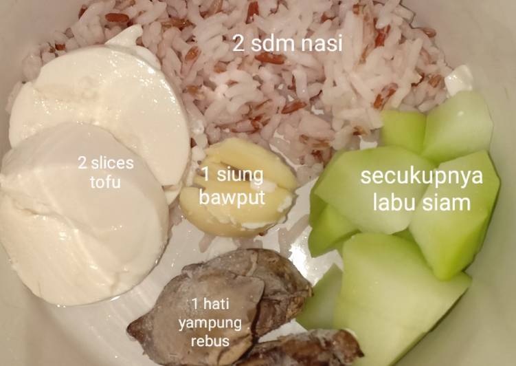 Bagaimana Menyiapkan Bubur Saring: Hati Yampung Labu Siam Tofu Anti Gagal