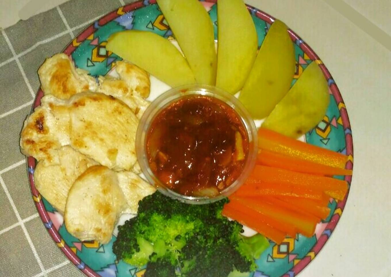 Menu diet day #1 ayam panggang saus asam pedas