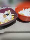 Postre de frutas y yogurt