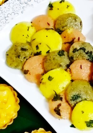 A picture of Colourful corn idli.