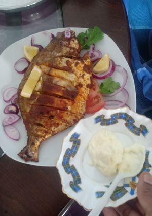A picture of Grilled pampano fish.