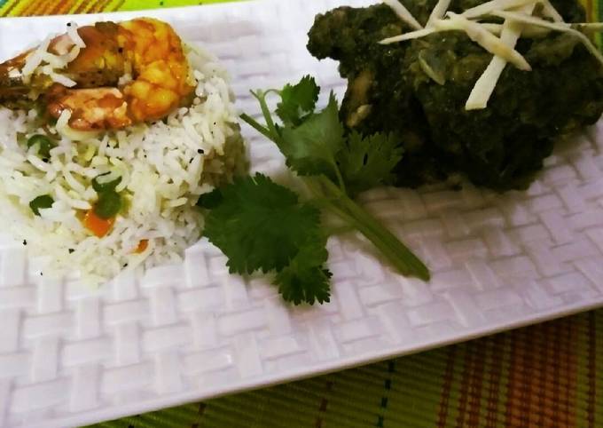 Simple Way to Make Super Quick Homemade Prawn fried rice with coriander chicken