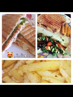 صورة لوصفة همبرغر صحية وبطاطا للغداء 😻 😻