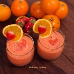A picture of Two Ingredient Smoothie – Strawberry Orange Juice Smoothie.