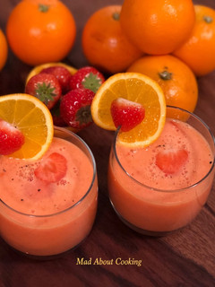 A picture of Two Ingredient Smoothie – Strawberry Orange Juice Smoothie.