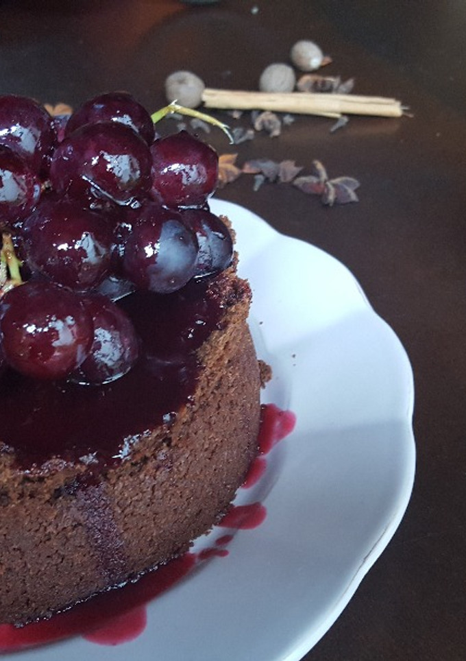 Una foto de Tarta de queso con vino caliente especiado