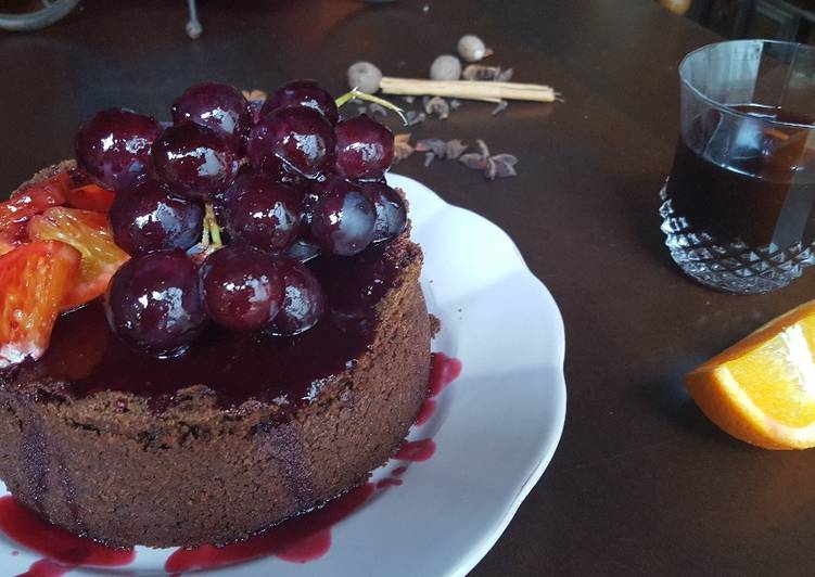 Tarta de queso con vino caliente especiado