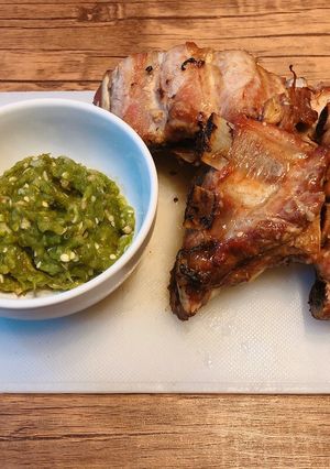 รูปของ ซี่โครงหมูอบ+น้ำพริกหนุ่ม