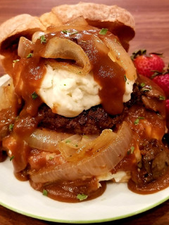 A picture of Mike's Oklahoma Open Faced Onion Sandwiches.